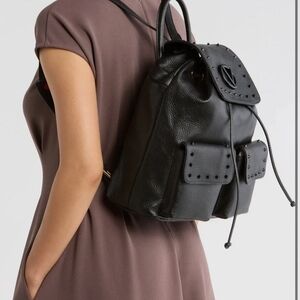 Authentic Valentino Black Leather Simeon Preciosa Backpack